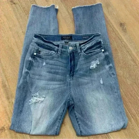 Judy Blue Denim - Judy Blue Slim Fit Destroyed Hem Straight Leg Denim 7
